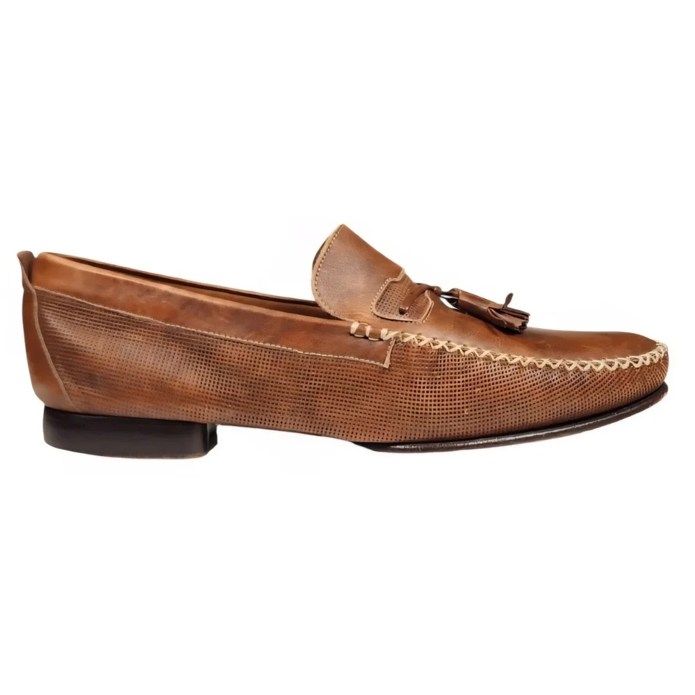 Mezlan Selvin Men's 10 M Brown Leather Tassel Loafers Made in Spain Dress Shoes